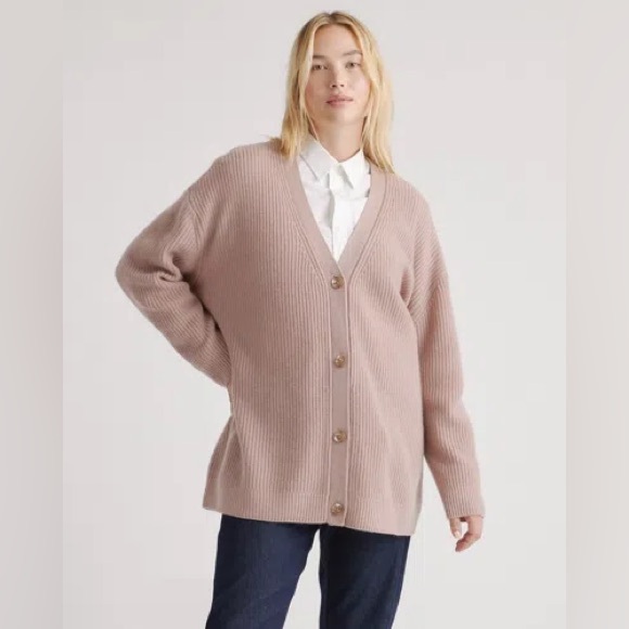 Quince Sweaters - 🌸 NWOT! QUINCE Mongolian Cashmere Oversized Boyfriend Cardigan MINK PINK S HTF 🌸